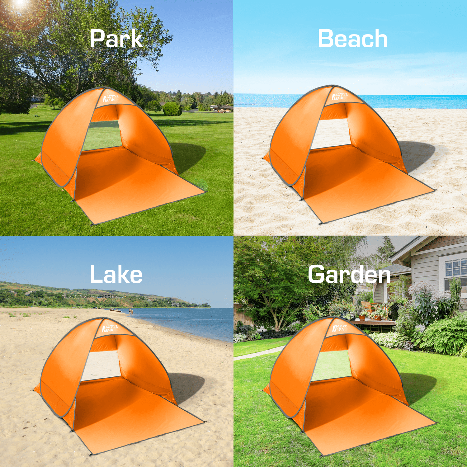 Active Era Tente de Plage Pop Up Orange 2 Personnes UPF 50+