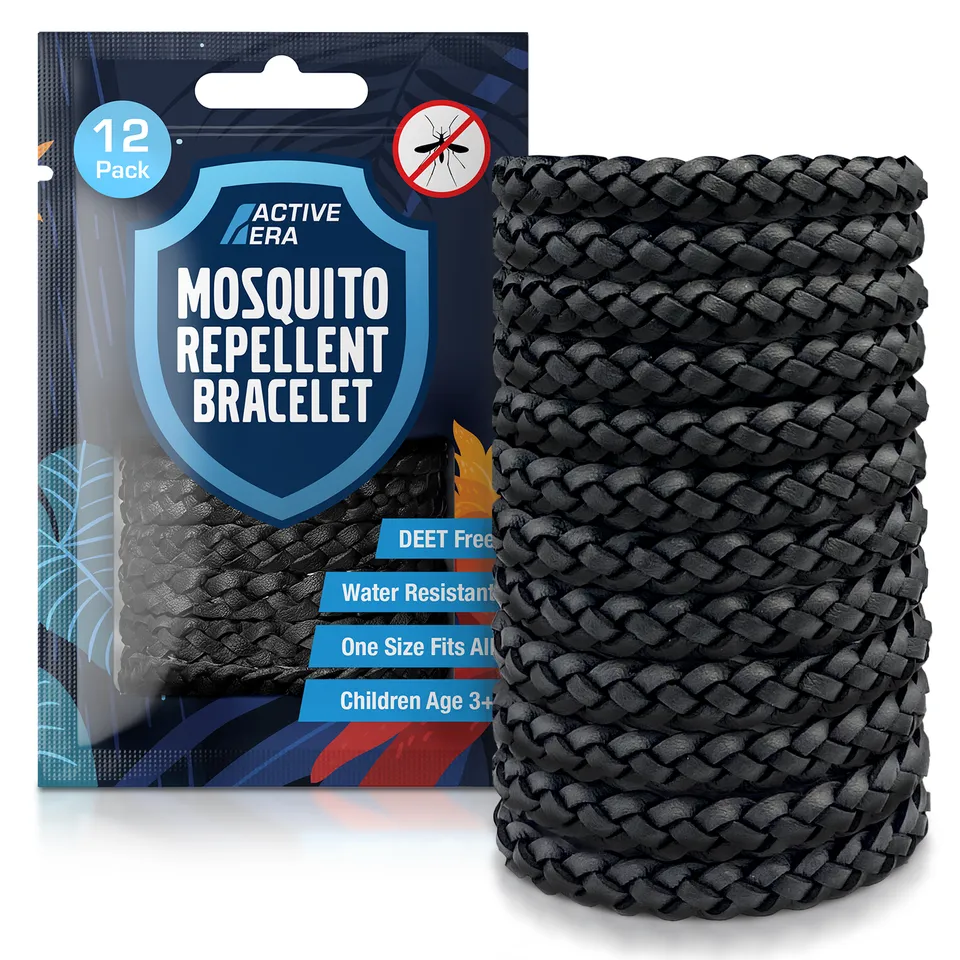 Active Era Mosquito Bands Bracelet Anti-Moustiques Noir Lot de 12