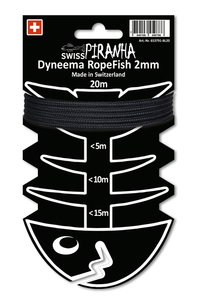 SwissPiranha RopeFish corde dyneema 2 mm noir 20 m 165 kg