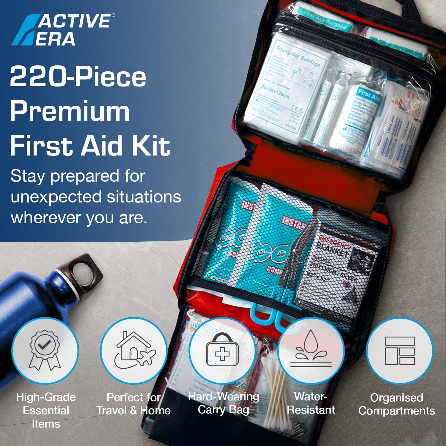 Active Era First Aid Kits 220 trousse de premiers secours rouge