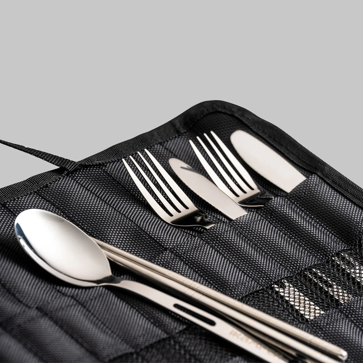 iKamper Set 13 Couverts Camping Inox Pliable avec Baguettes