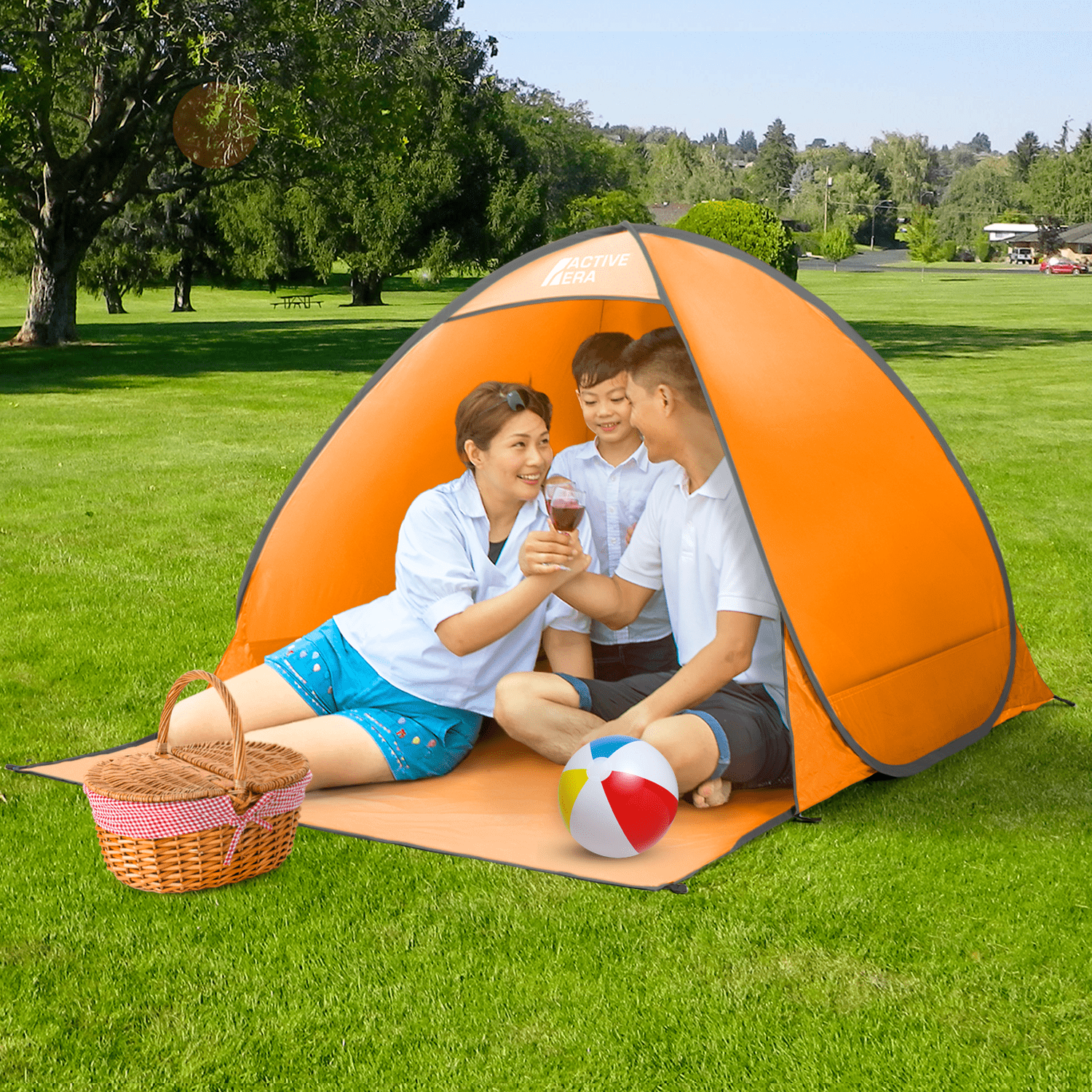 Active Era Tente de Plage Pop Up Orange 2 Personnes UPF 50+