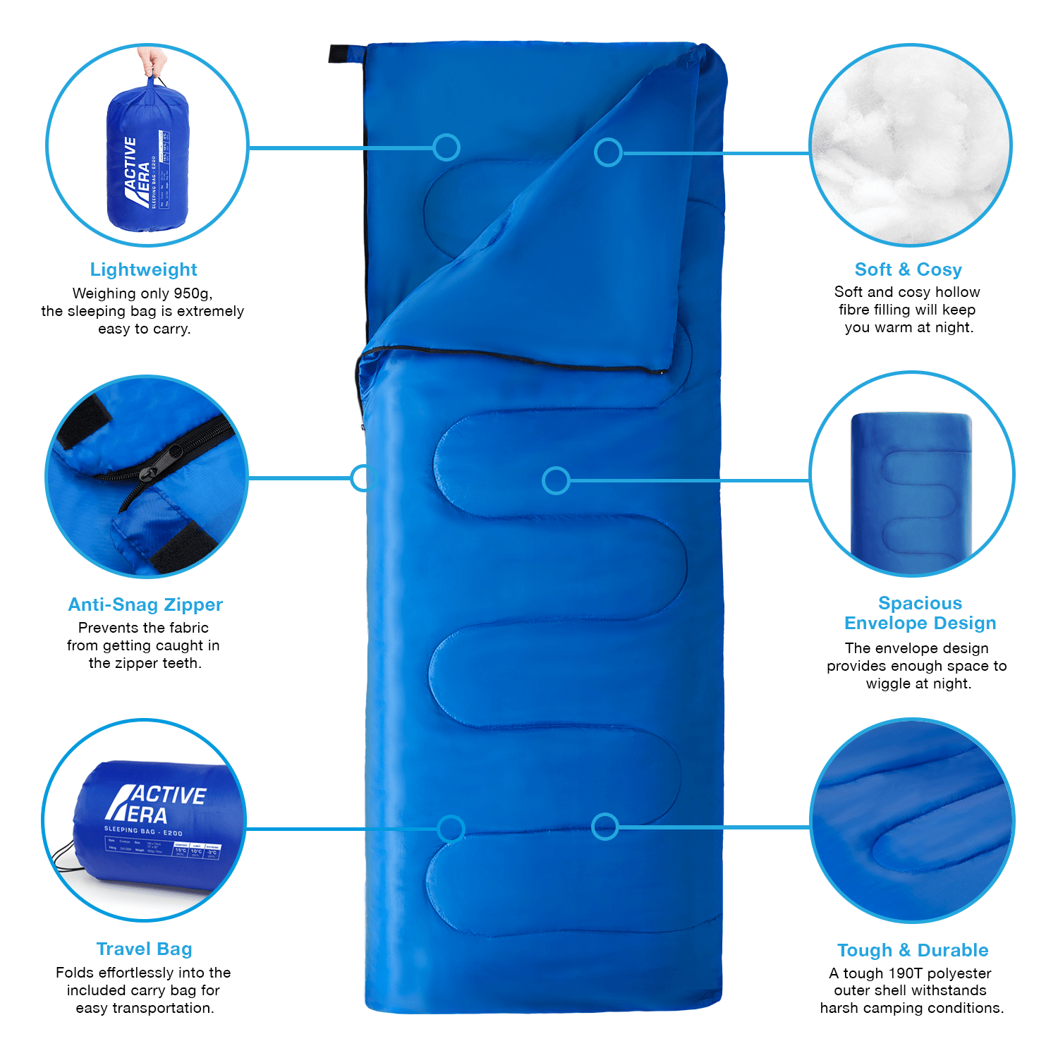 Active Era Sleeping Bags rectangulaire sac de couchage 200 GSM