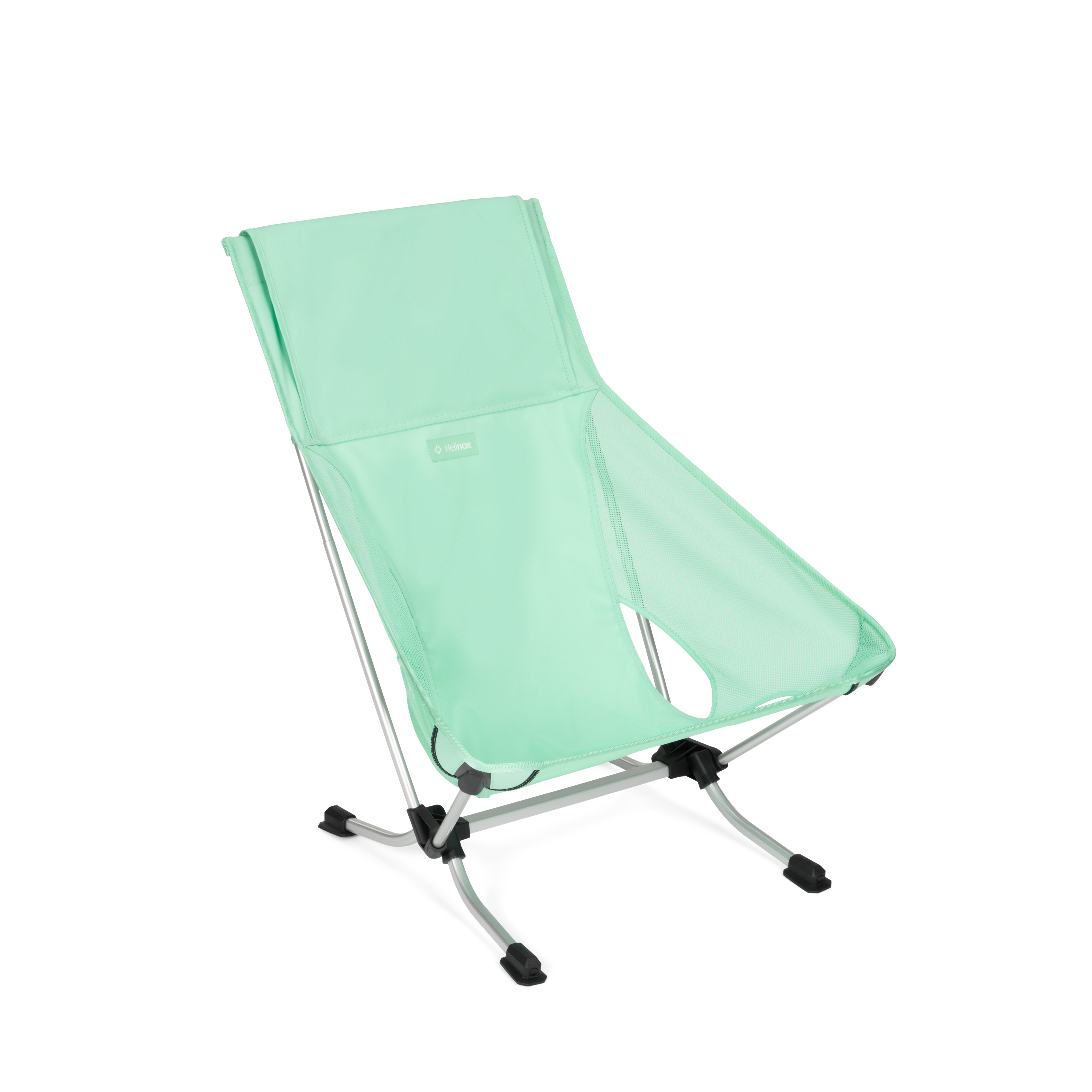 Helinox Beach chaise pliante basse noire assise large sable