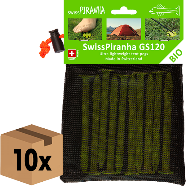 SwissPiranha GreenShark GS120 sardine tente lot 10 biodégradable