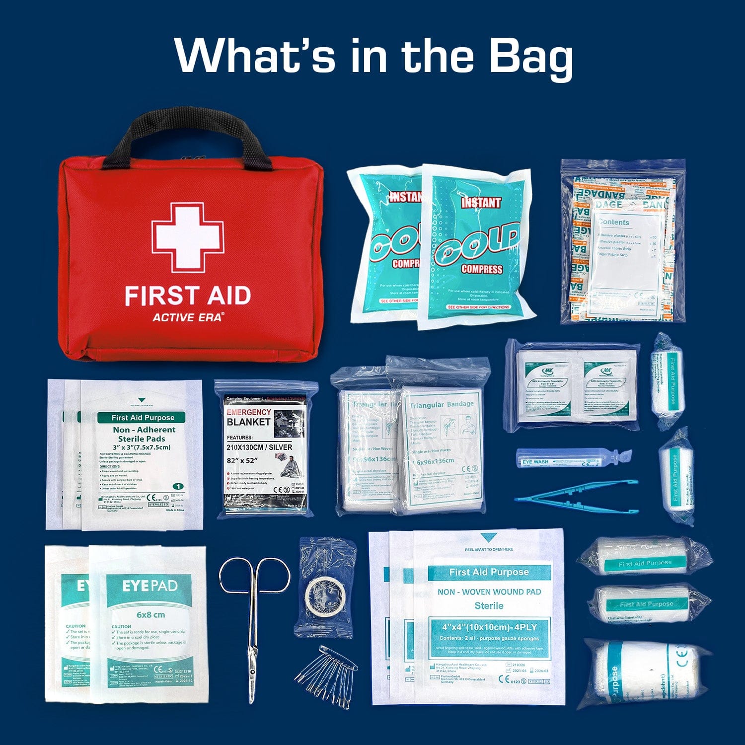 Active Era First Aid Kits 90 trousse de premiers secours rouge