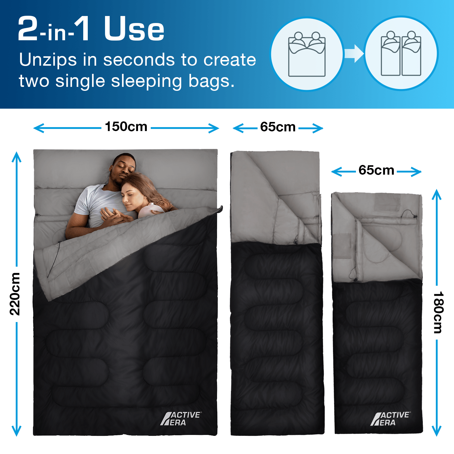 Active Era Sleeping Bags Sac de Couchage Double XL 3 Saisons -5°C