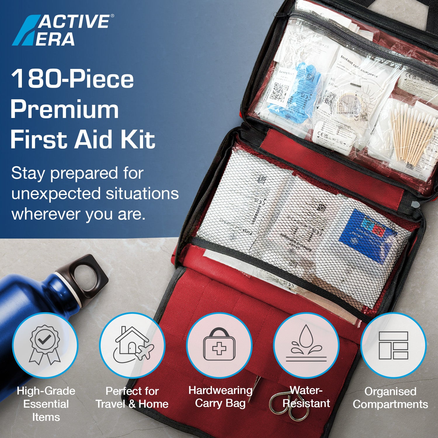 Active Era First Aid Kits trousse secours rouge 180 pièces