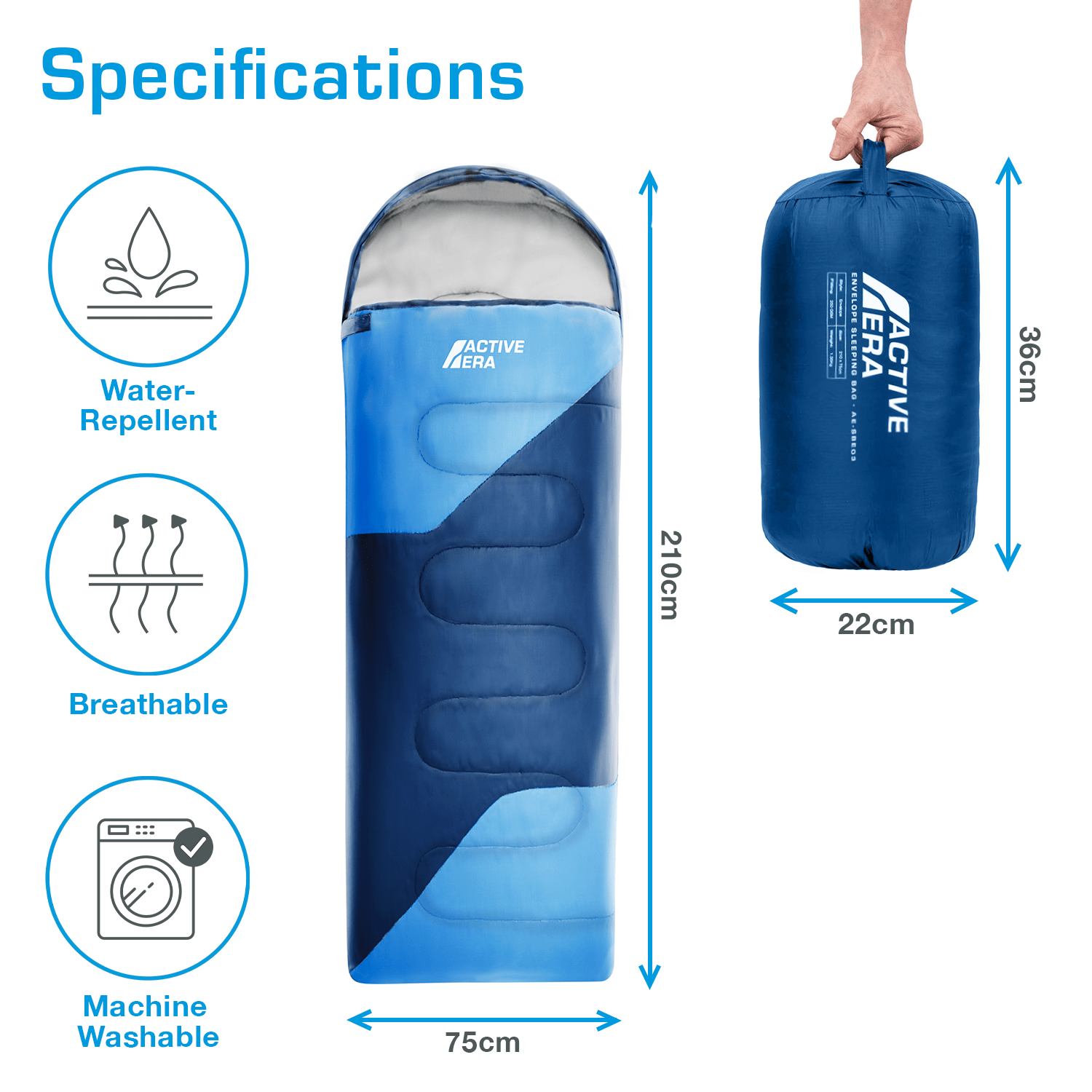 Active Era Sleeping Bags rectangulaire sac de couchage bleu -11°C