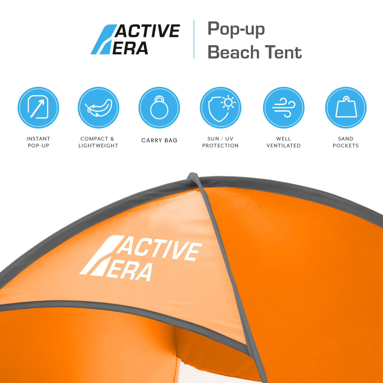 Active Era Tente de Plage Pop Up Orange 2 Personnes UPF 50+