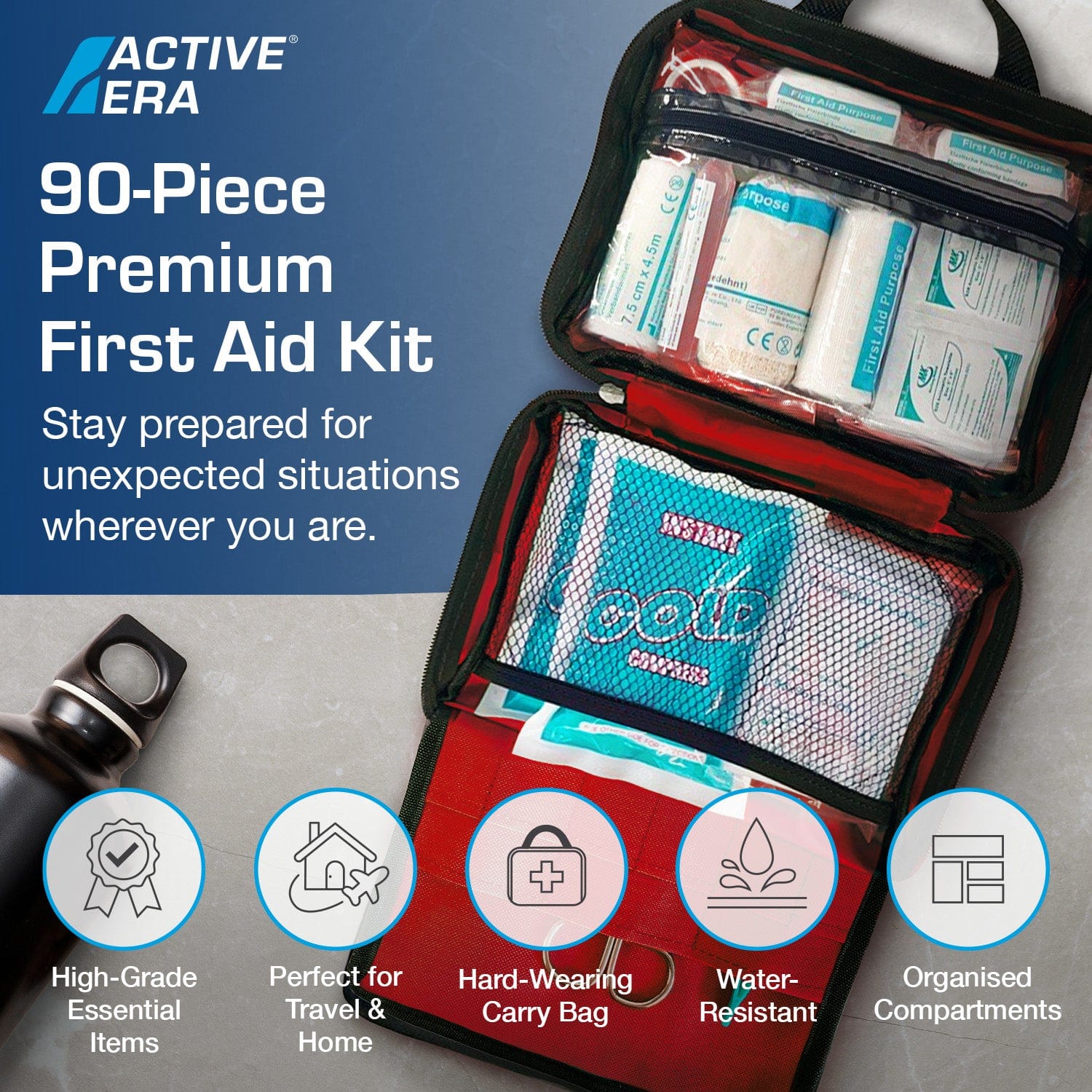 Active Era First Aid Kits 90 trousse de premiers secours rouge