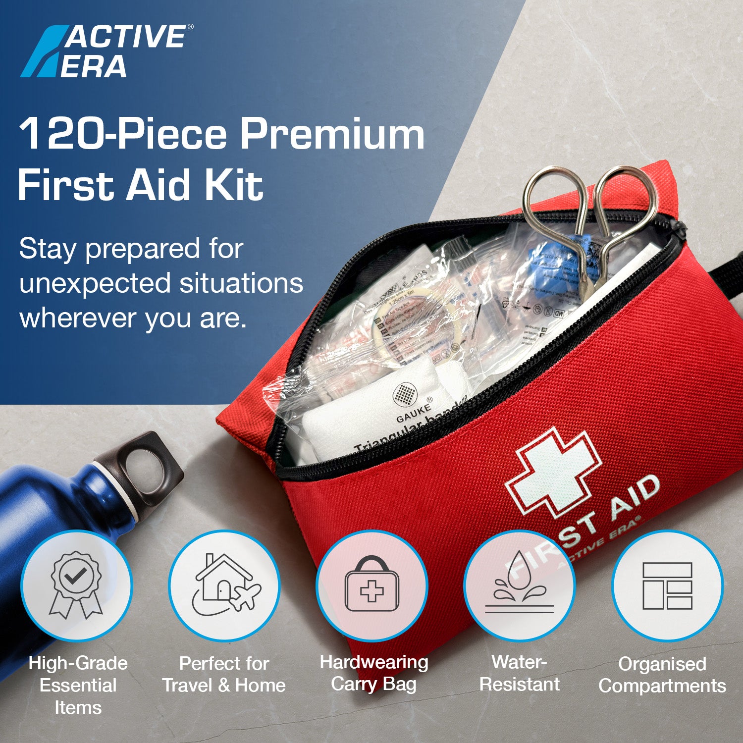 Active Era First Aid Kits Trousse de Secours Rouge 120 Pièces