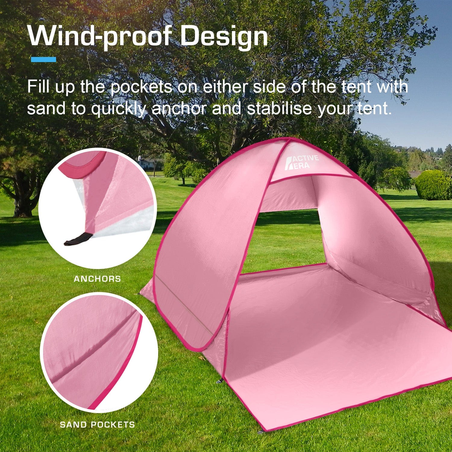 Active Era Tents Pop Up tente de plage rose 2 places UPF 50+