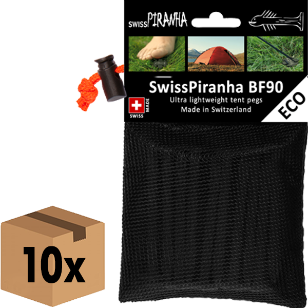 SwissPiranha BlackFisk BF90 piquets tente recyclé lot 10 + sac
