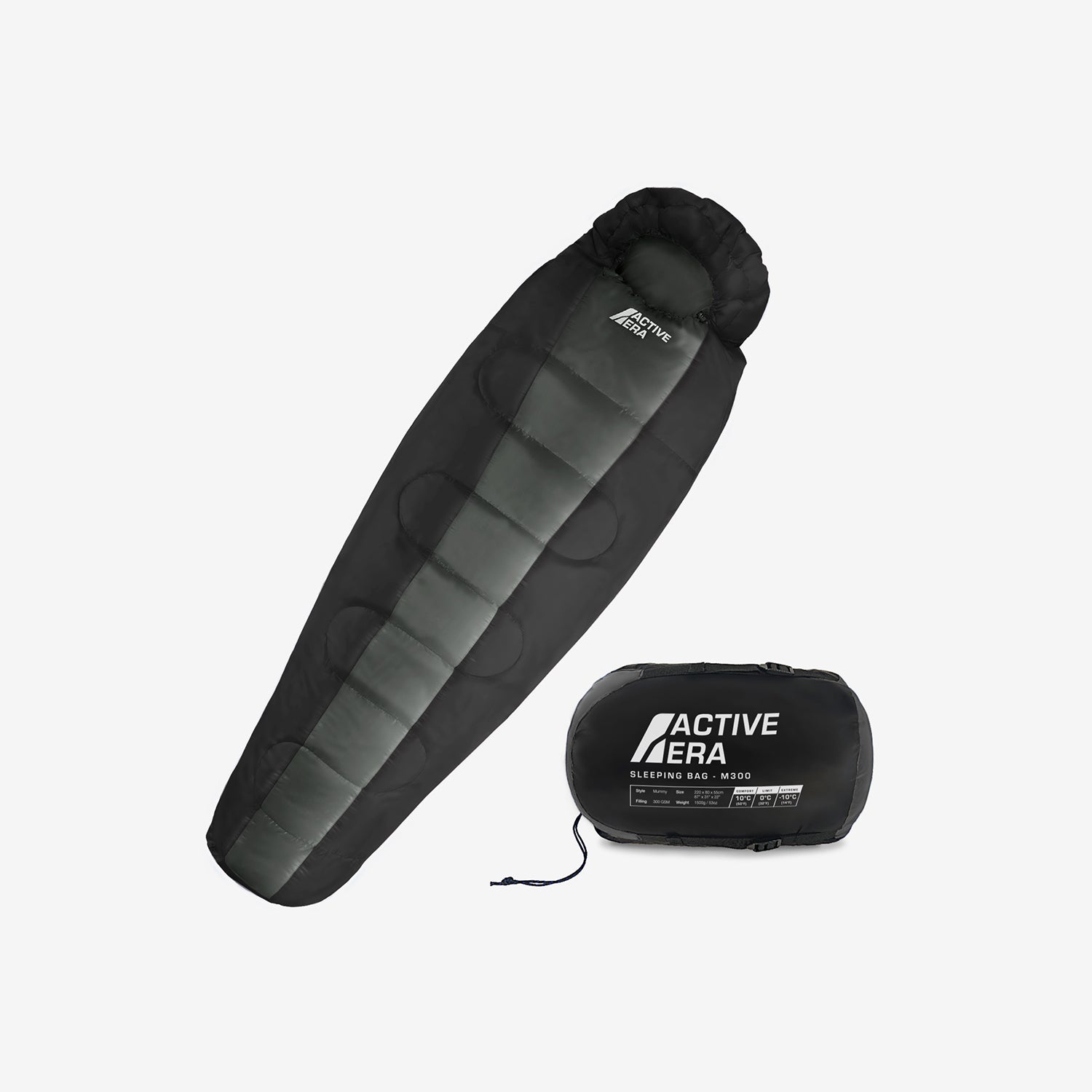 Active Era Sleeping Bags sac de couchage momie noir 300 GSM