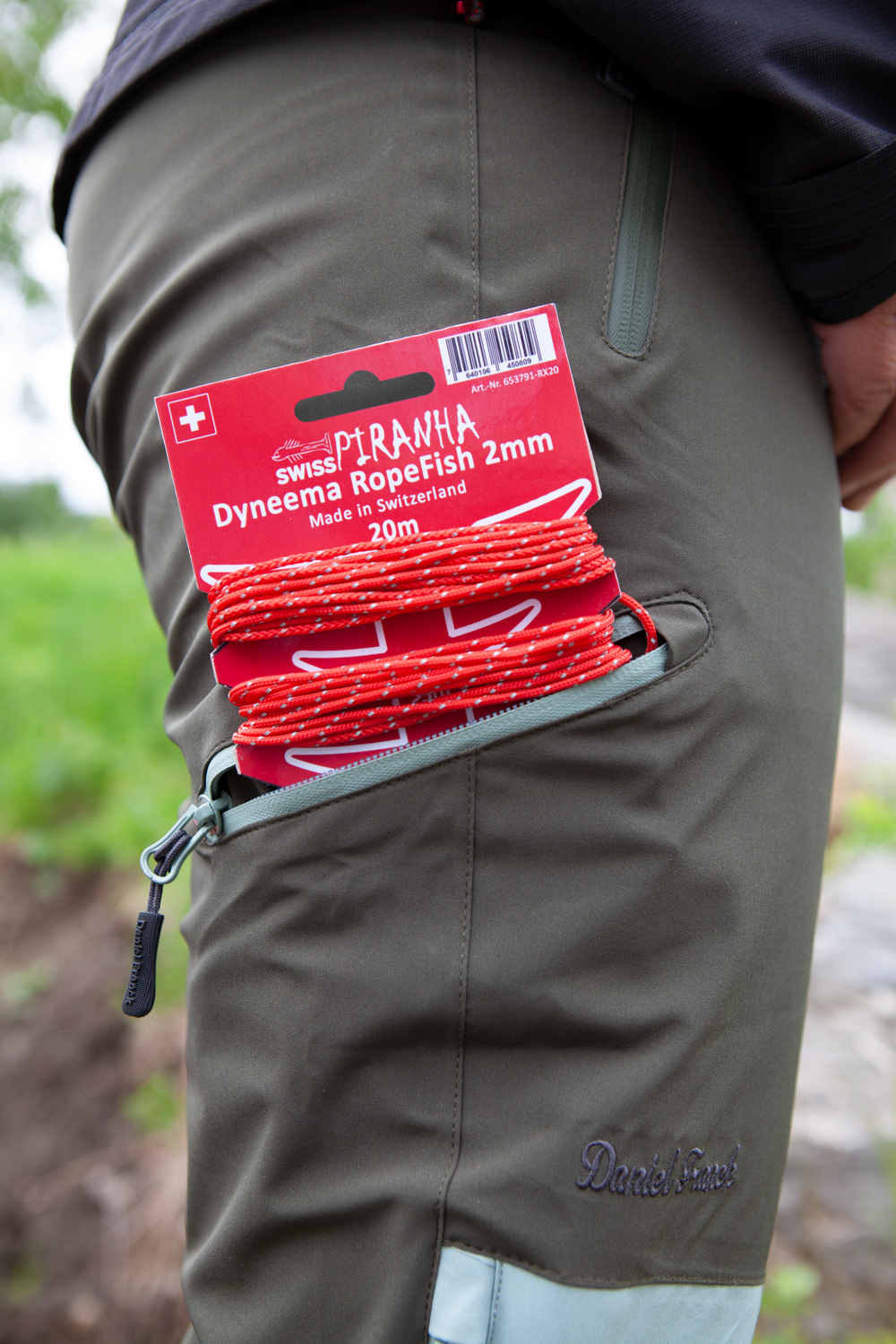 SwissPiranha RopeFish corde Dyneema 20m 2mm rouge réfléchissant