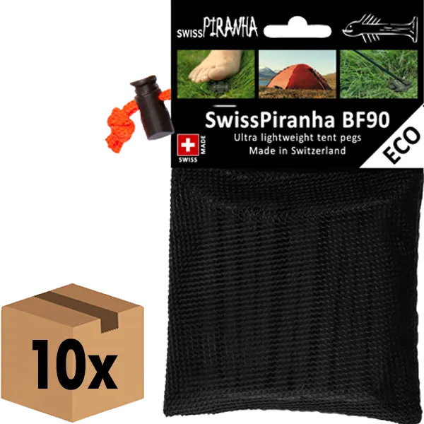 SwissPiranha BlackFisk BF90 piquets tente recyclé lot 10 + sac