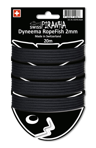 SwissPiranha RopeFish corde dyneema 2 mm noir 20 m 165 kg