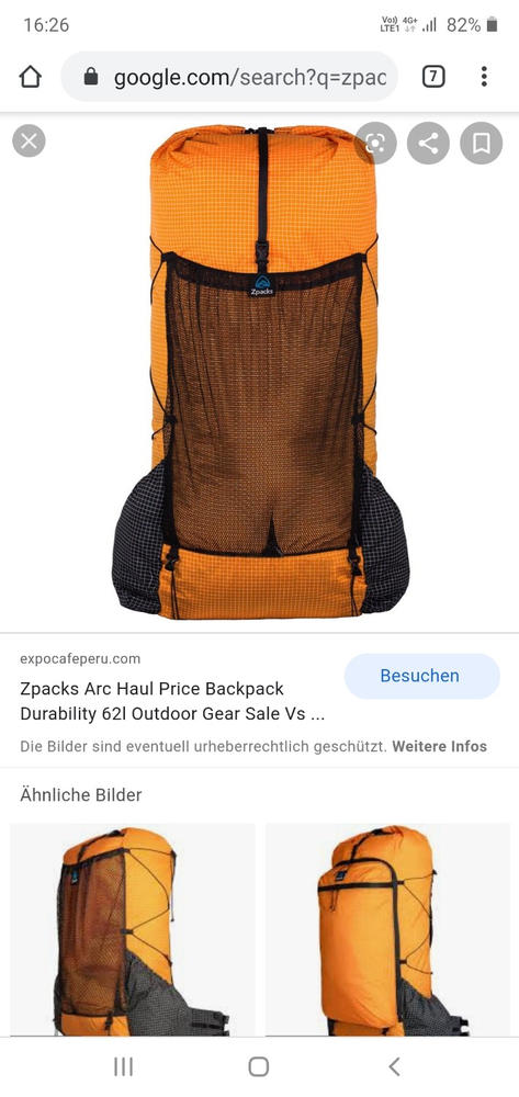 Zpacks Arc Haul 62L sac à dos Noir cadre trek long
