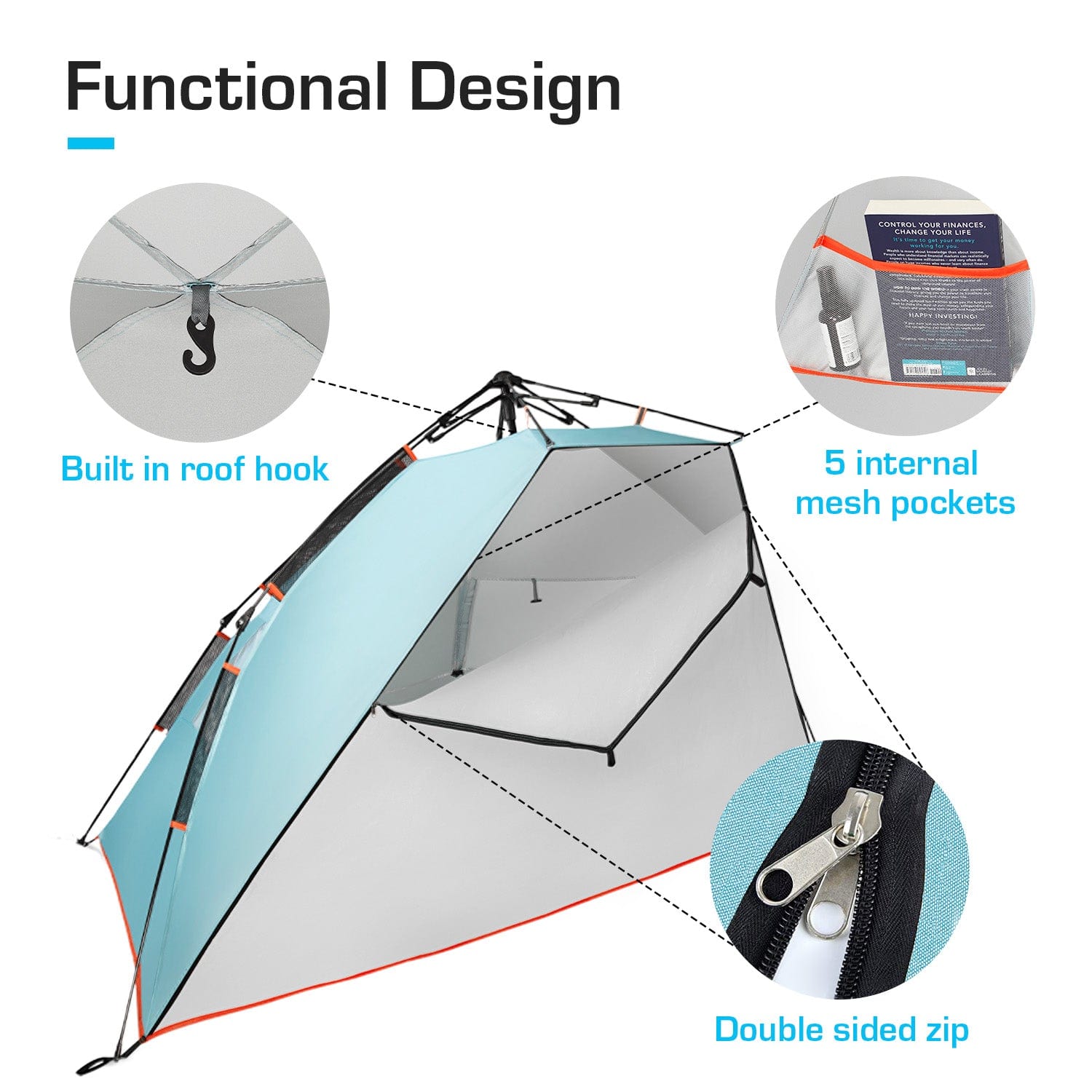 Active Era Tents Luxe tente de plage 4-5 places UPF 50+ 1,65 kg