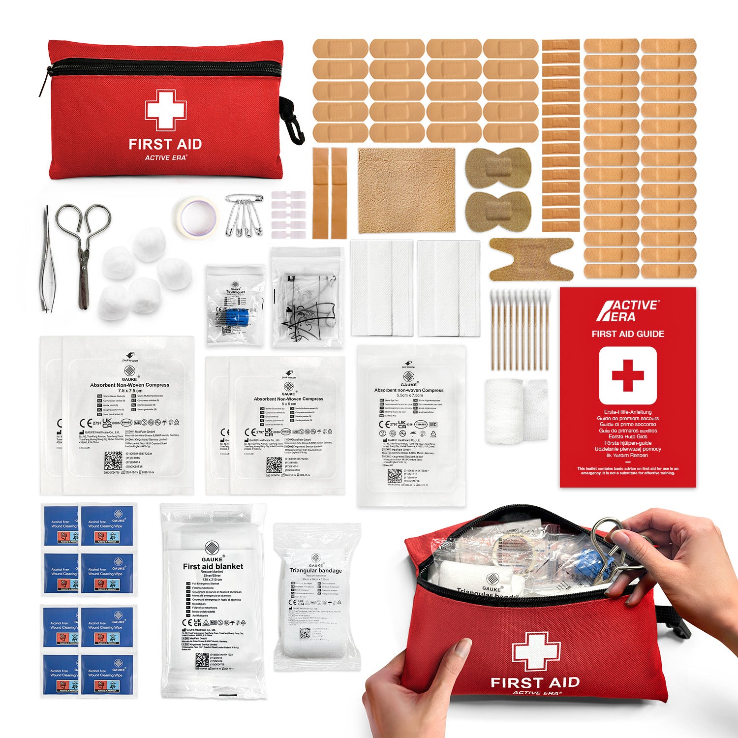 Active Era First Aid Kits Trousse de Secours Rouge 120 Pièces