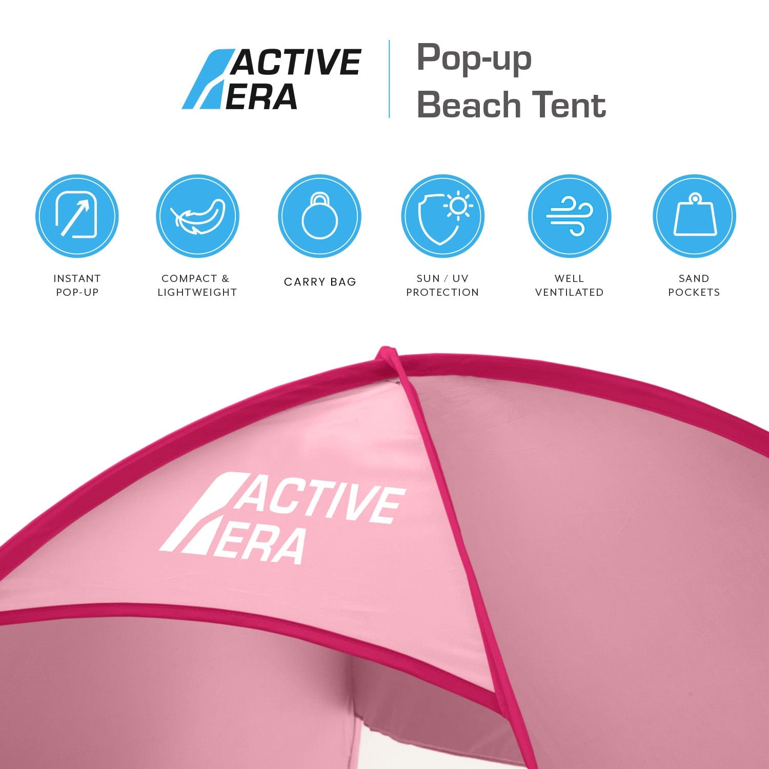 Active Era Tents Pop Up tente de plage rose 2 places UPF 50+