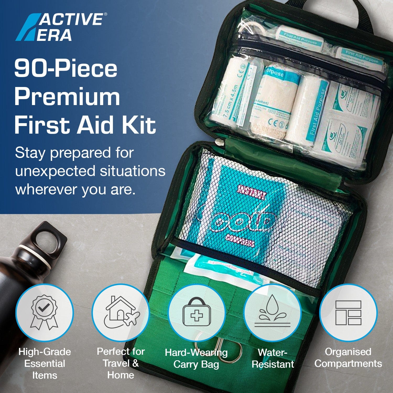 Active Era First Aid Kits trousse secours verte 90 pièces