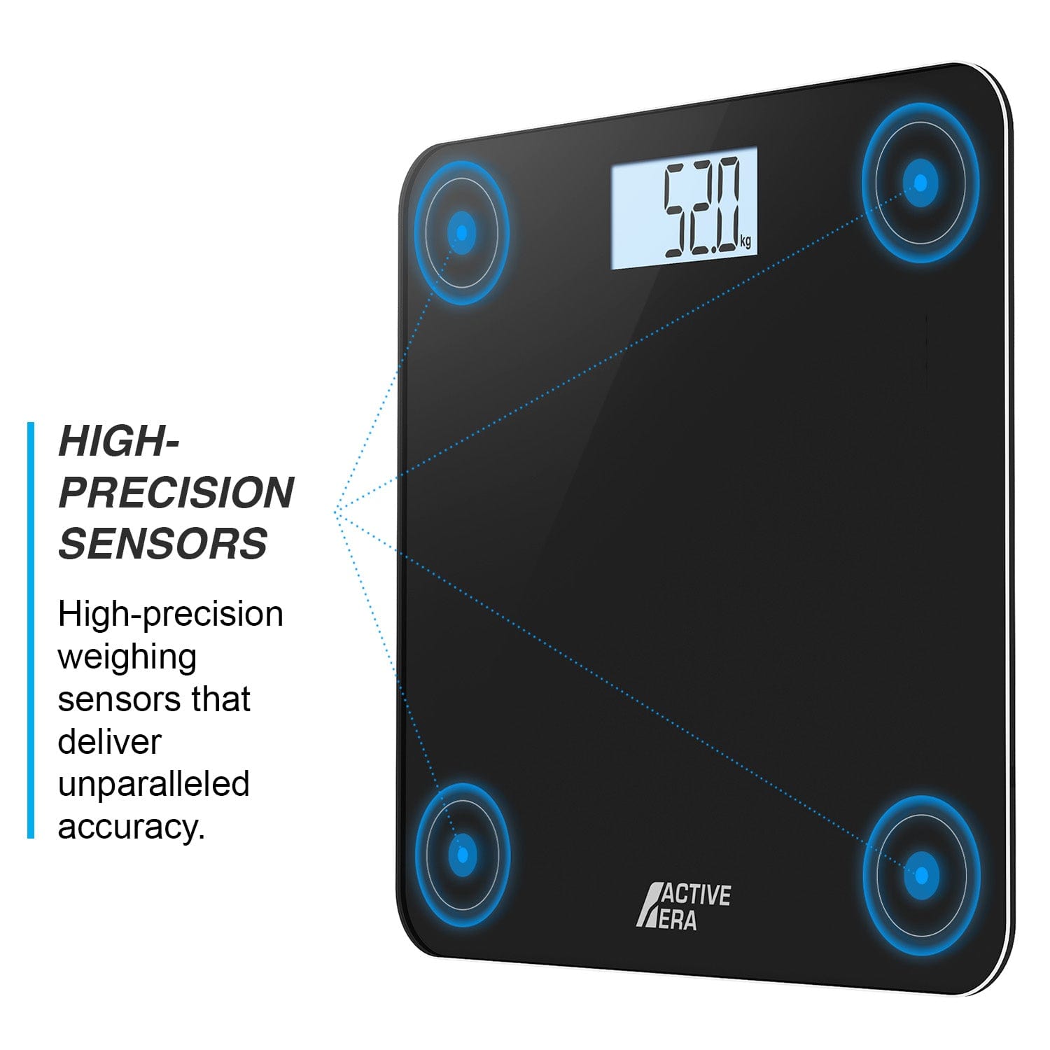 Active Era Bathroom Scales pèse-personne noir ultra-fin verre