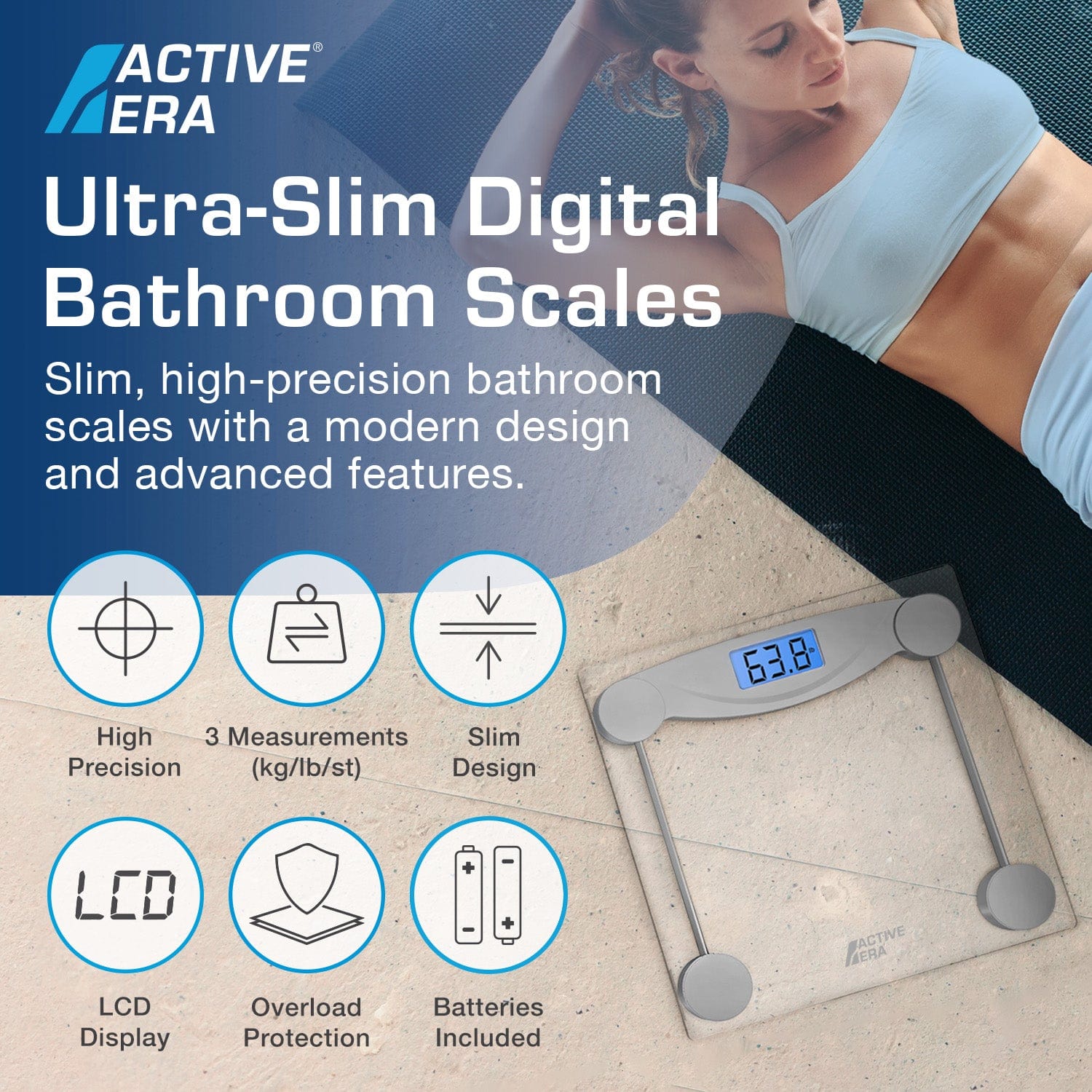 Active Era balance pèse-personne verre ultra-fin impédance