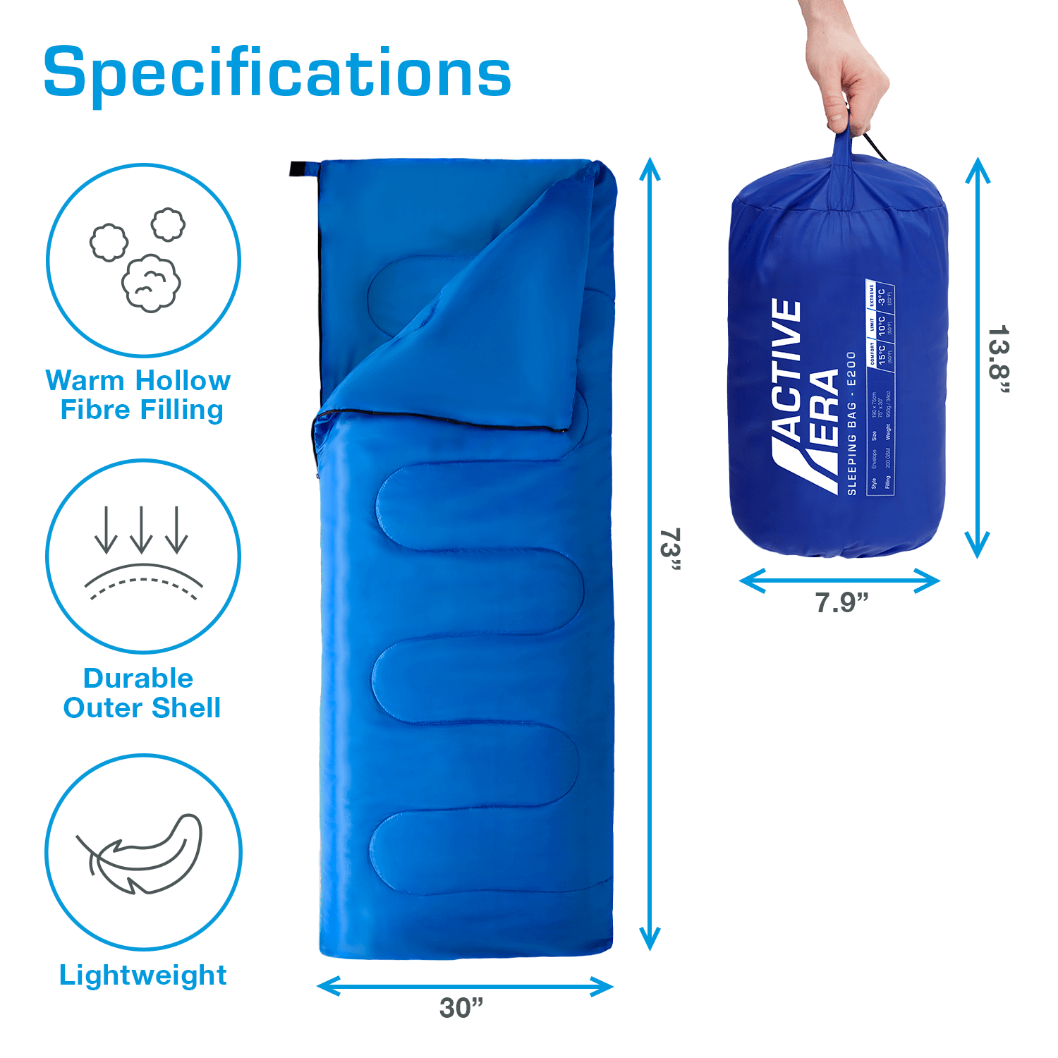 Active Era Sleeping Bags rectangulaire sac de couchage 200 GSM