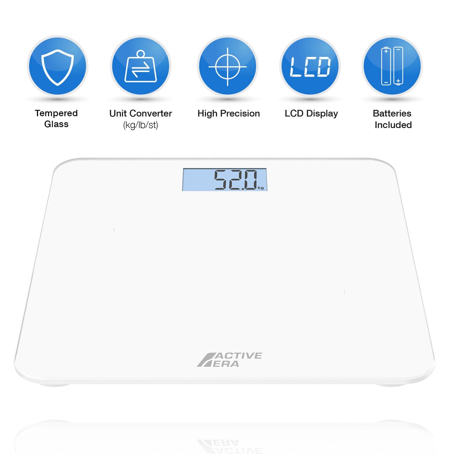 Active Era Bathroom Scales Pèse-Personne Blanc Ultra Fin Verre