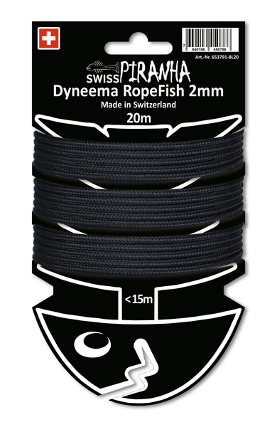 SwissPiranha RopeFish corde dyneema 2 mm noir 20 m 165 kg