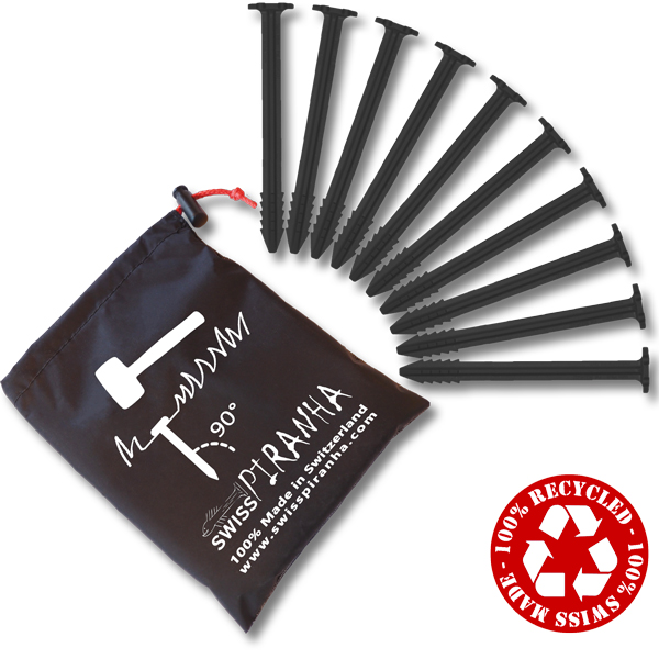SwissPiranha BlackFisk BF120 piquets tente recyclé lot 10 + sac