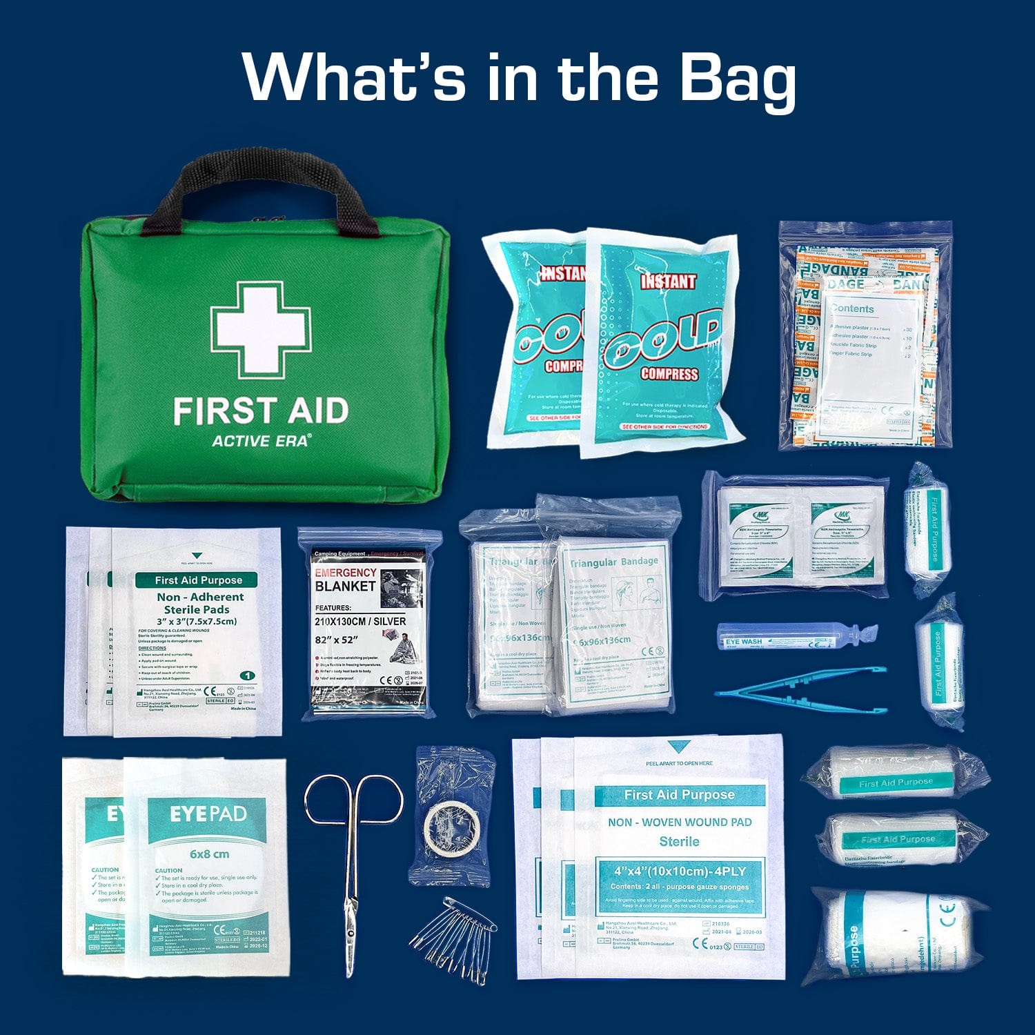 Active Era First Aid Kits trousse secours verte 90 pièces