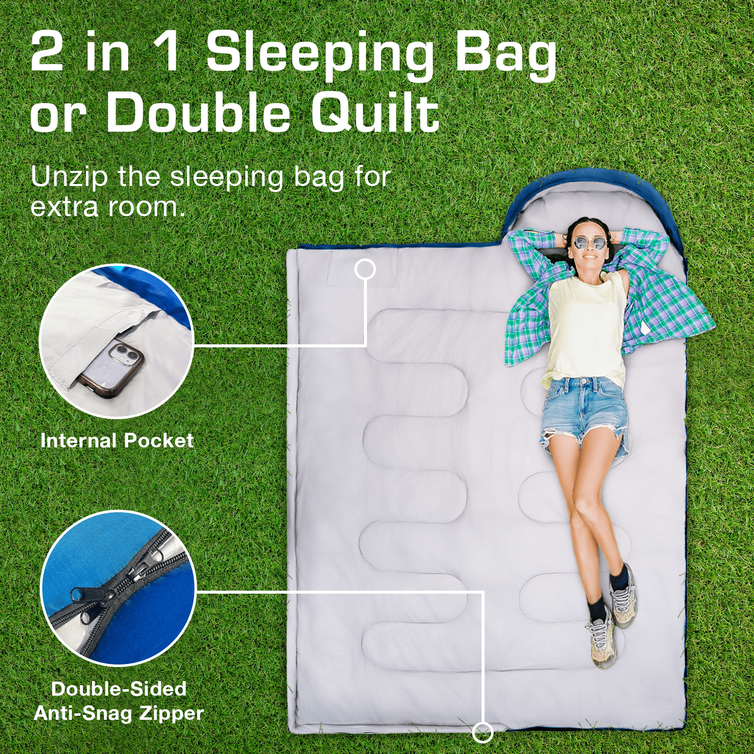 Active Era Sleeping Bags rectangulaire sac de couchage bleu -11°C