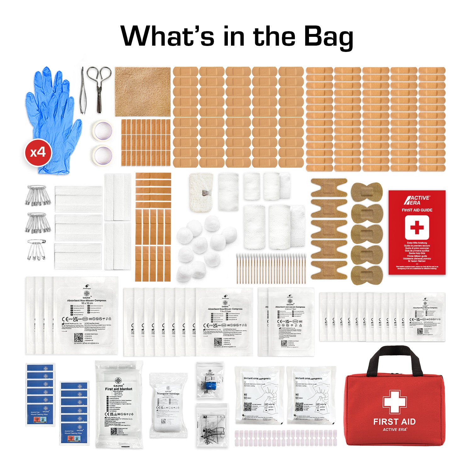 Active Era First Aid Kits Trousse de Secours Rouge 320 Pièces