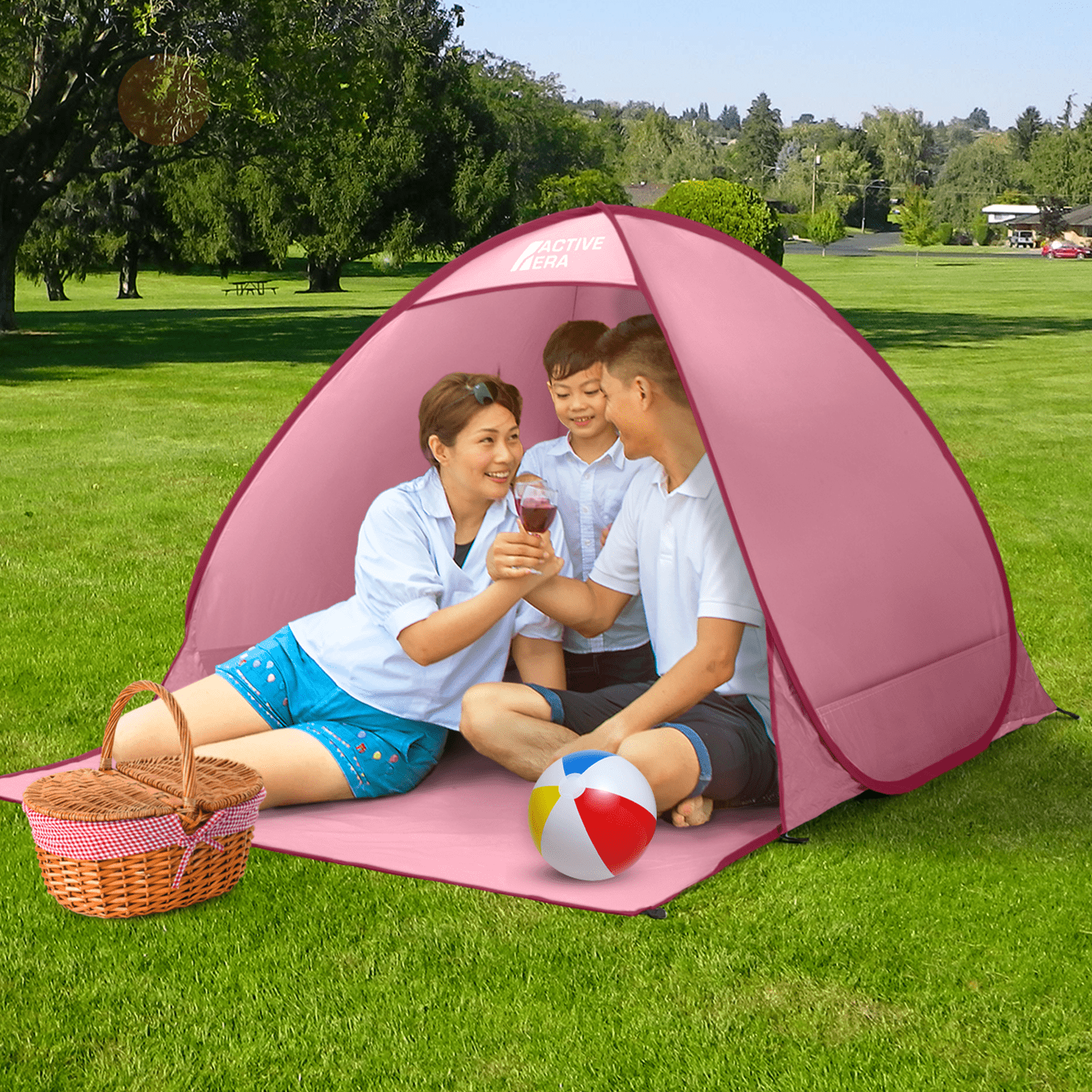 Active Era Tents Pop Up tente de plage rose 2 places UPF 50+