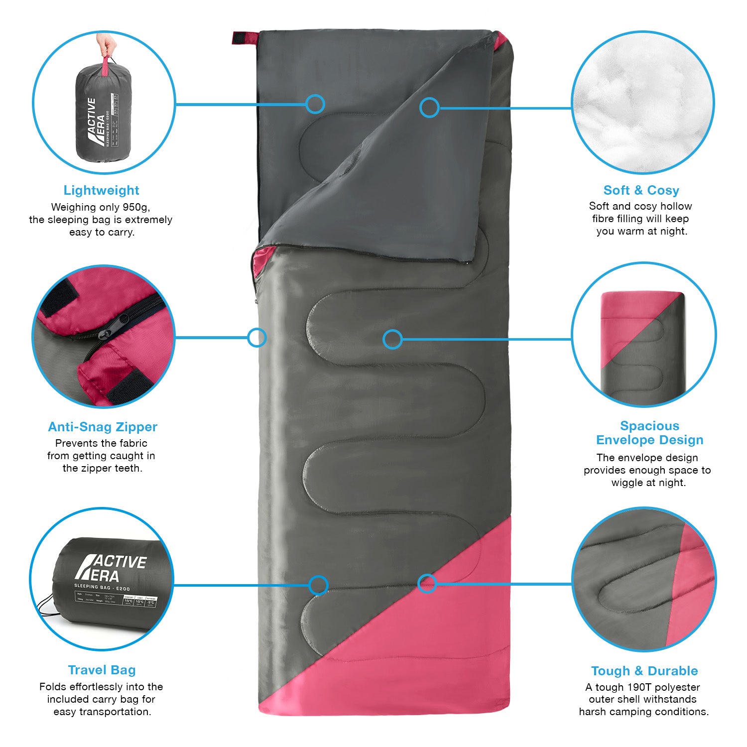 Active Era rectangulaire 200 GSM sac couchage été -3°C