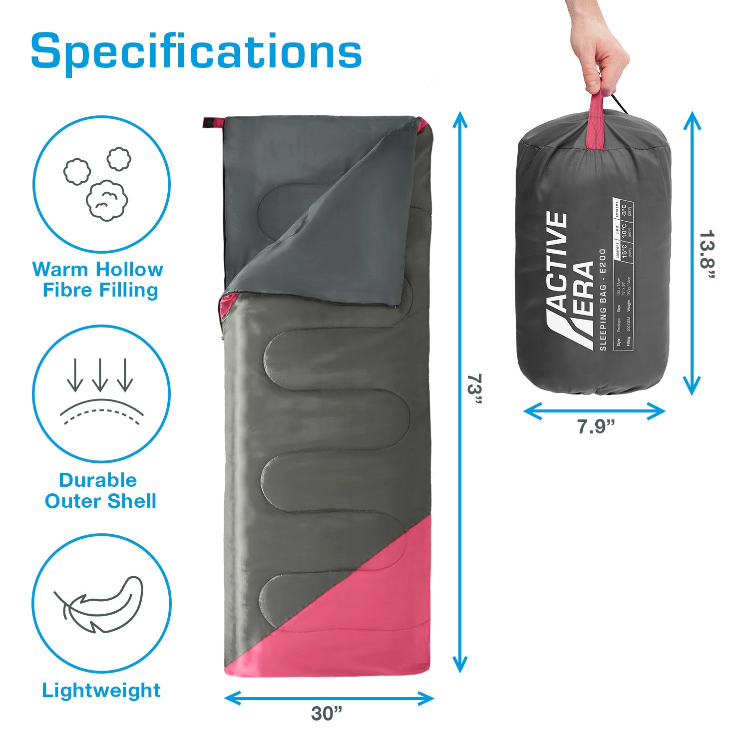 Active Era rectangulaire 200 GSM sac couchage été -3°C