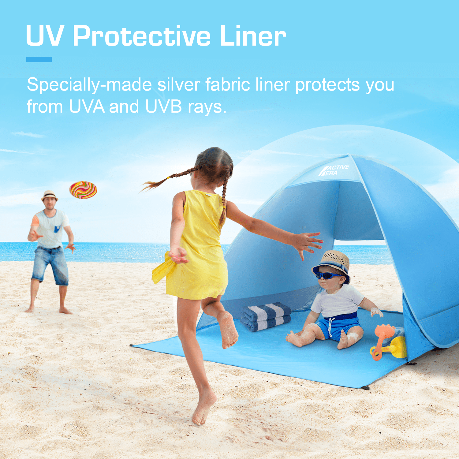 Active Era Tents Tente de Plage Pop Up 2 Places UPF 50+ 980 g