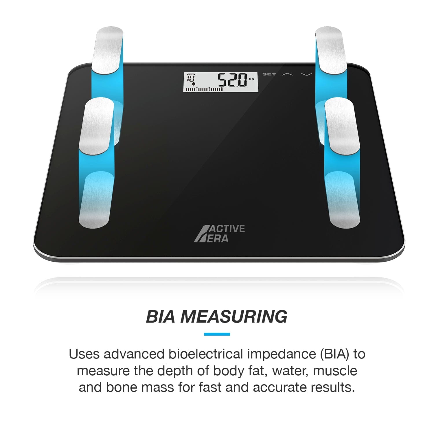 Active Era Bathroom Scales pèse-personne électronique noir ultra fin