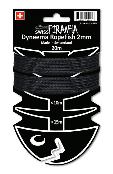 SwissPiranha RopeFish corde dyneema 2 mm noir 20 m 165 kg