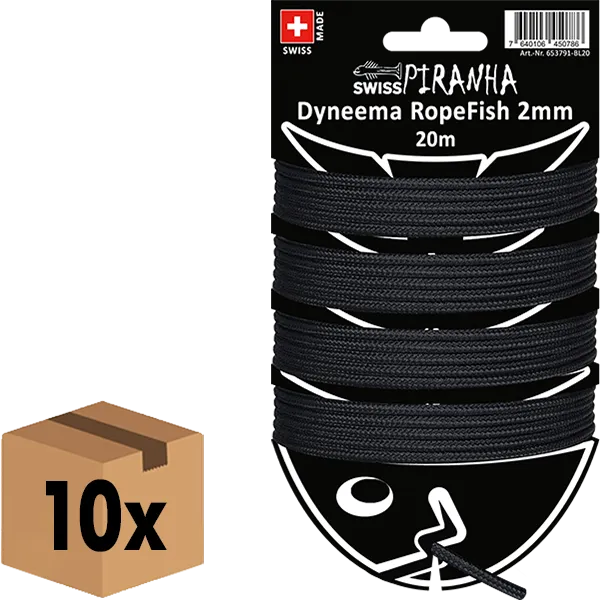 SwissPiranha RopeFish corde dyneema 2 mm noir 20 m 165 kg